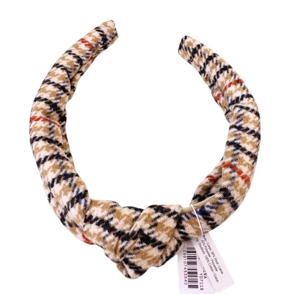 J. CREW Factory NWT Plaid Houndstooth Knotted Headband One Size - Picture 7 of 8